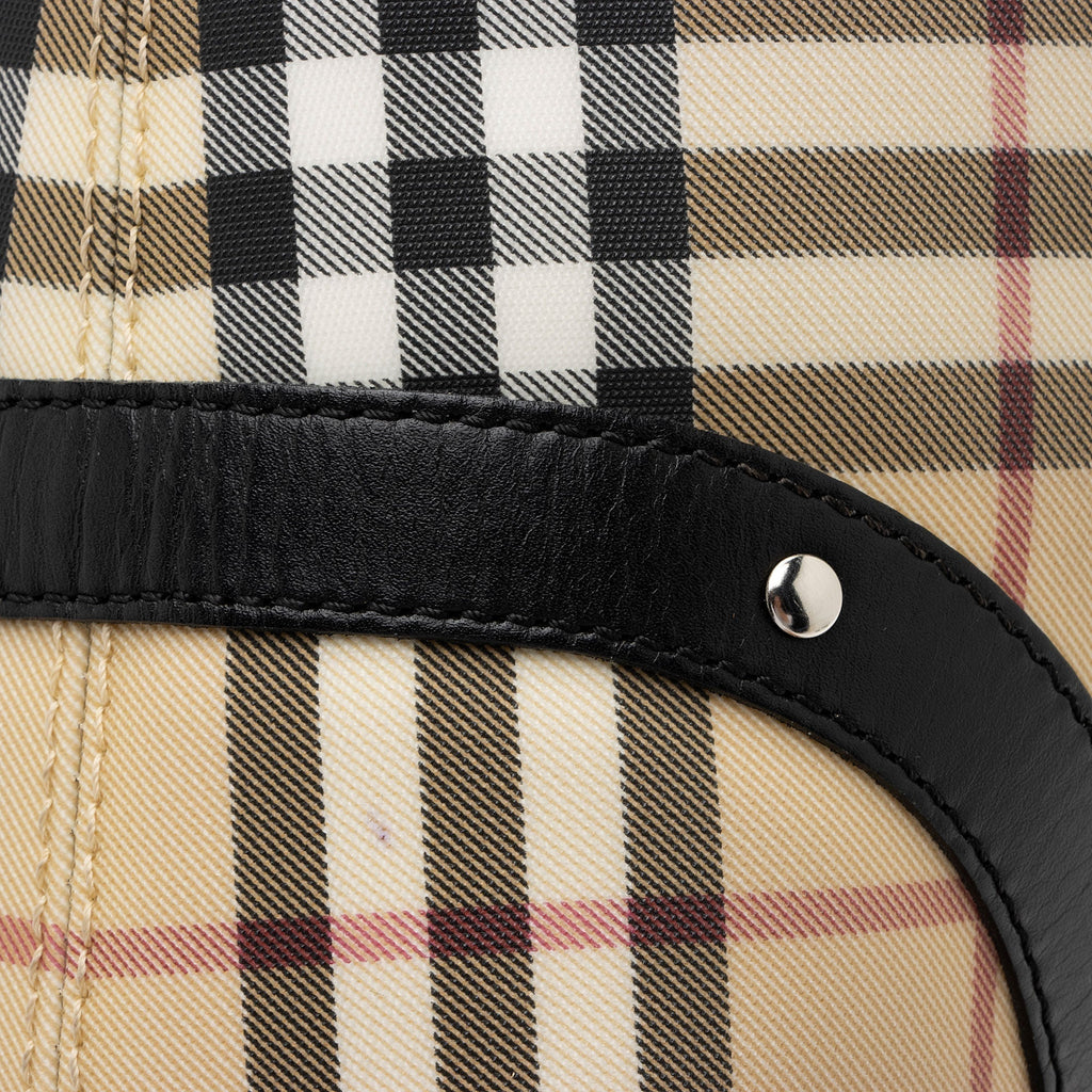 Burberry Nova Check Leather Studded Medium Tote (SHF-QGyTPK)