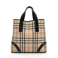 Burberry Nova Check Leather Studded Medium Tote (SHF-QGyTPK)