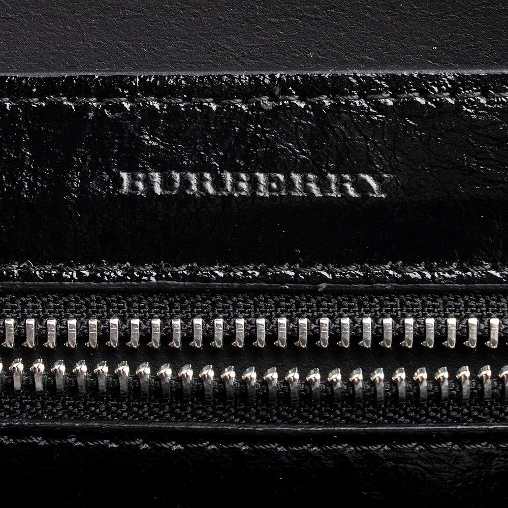 Burberry Patent Soft Calfskin Banner Small Tote (SHF-19715)