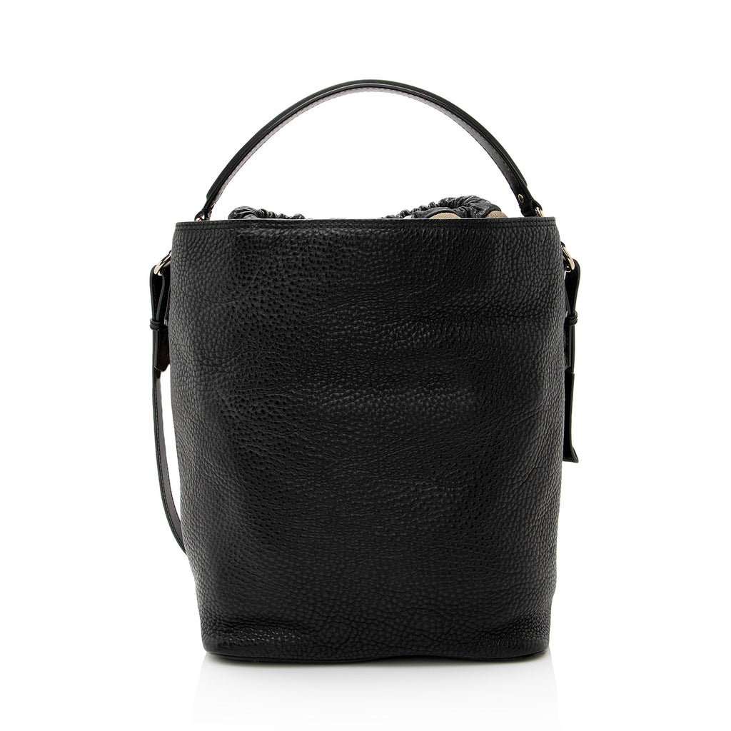 Burberry Pebbled Leather House Check Ashby Medium Hobo (SHF-22726)