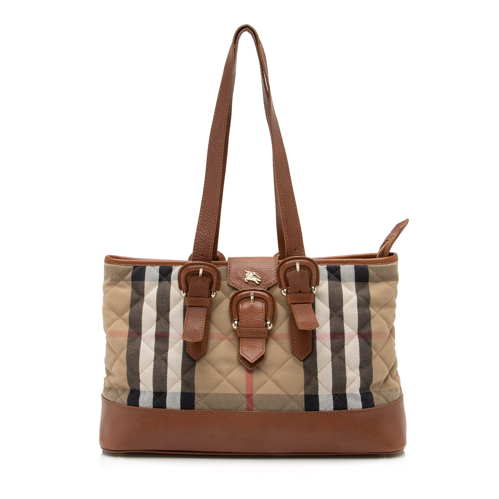 Burberry Quilted House Check Manor Tote (SHF-23520)