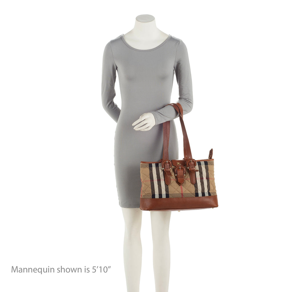 Burberry Quilted House Check Manor Tote (SHF-23520)