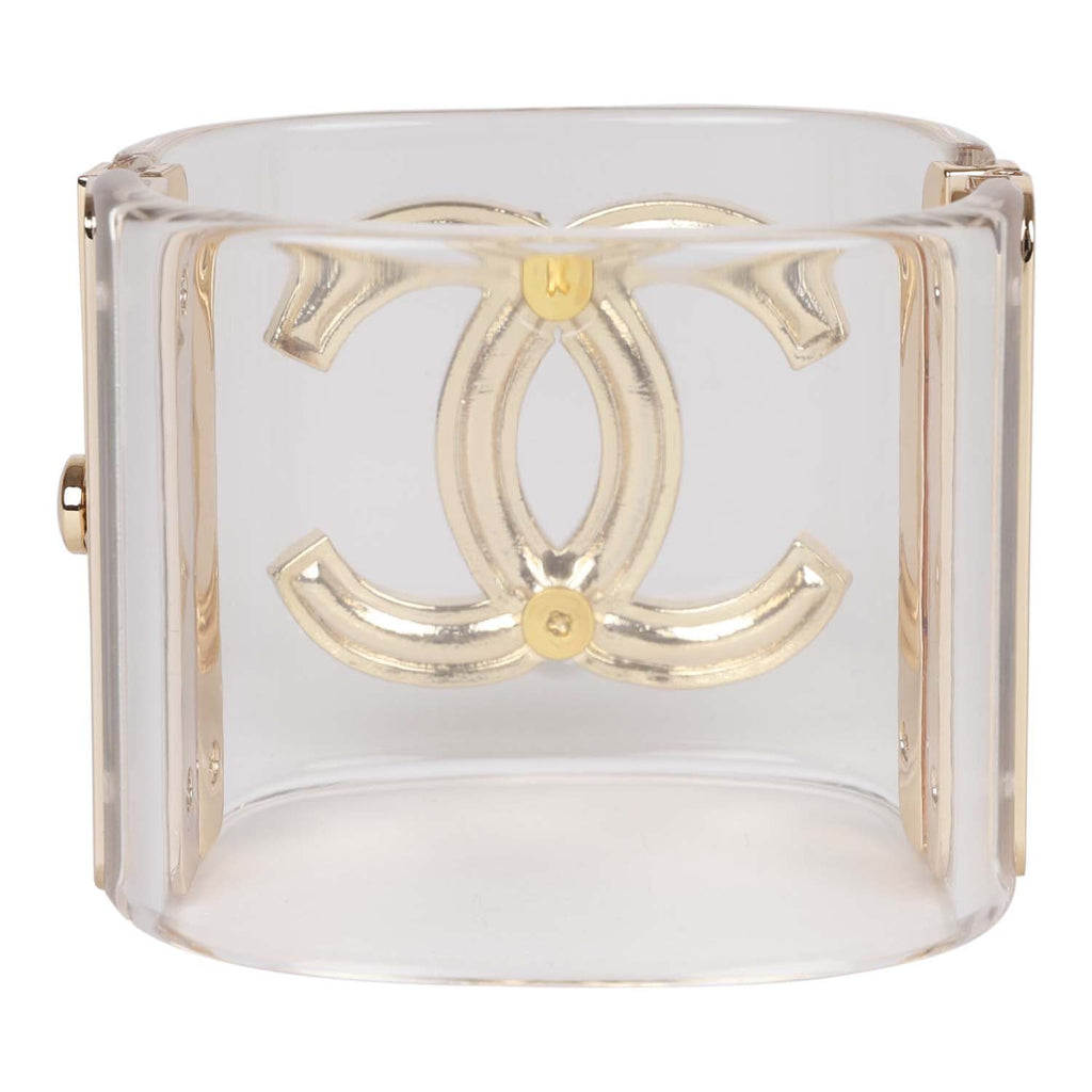 Chanel Lucite Pearl CC Cuff Bracelet