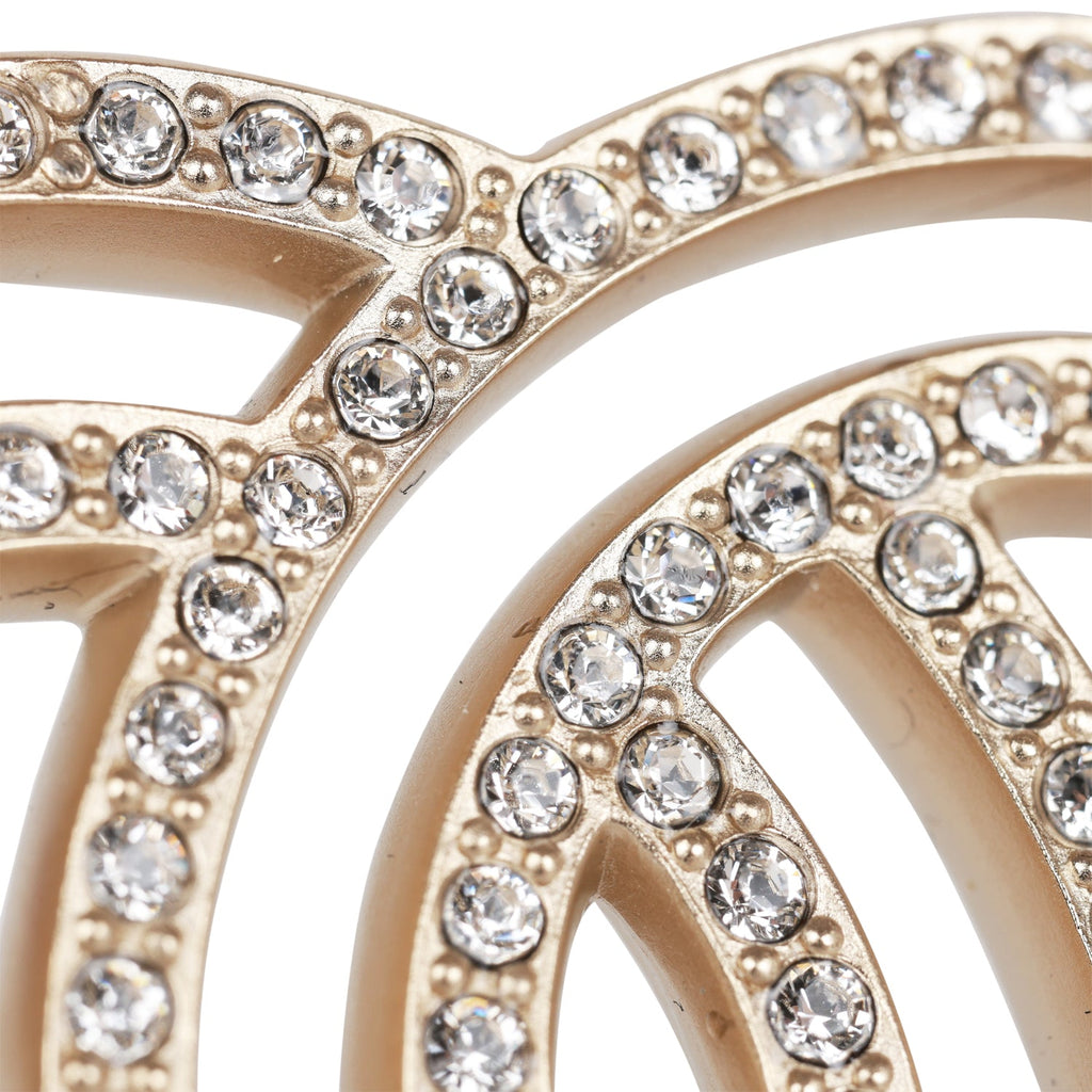 Chanel Crystal CC Gold Brooch