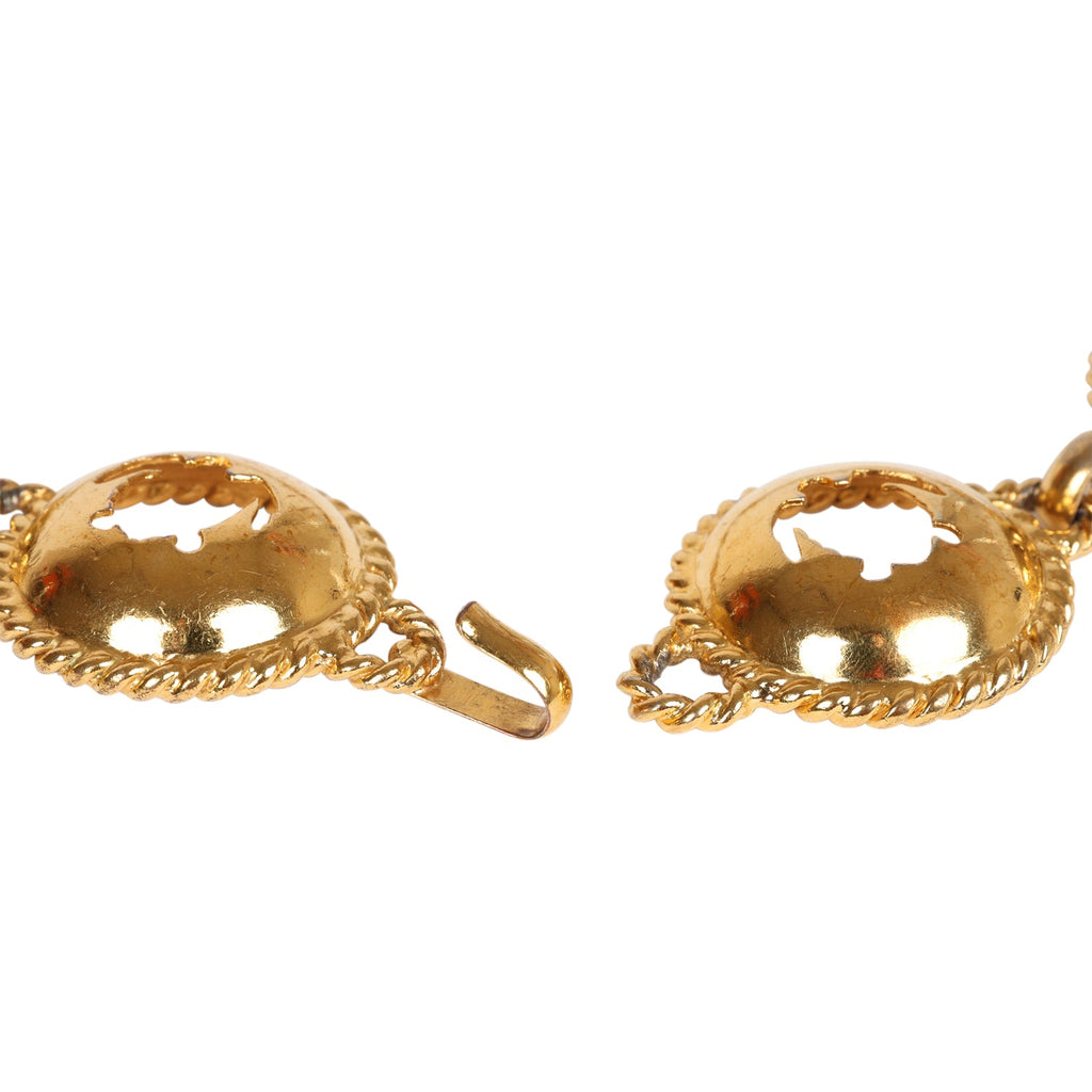 Vintage Chanel Round Cutout Lucky Charms Chain Belt Gold Metal