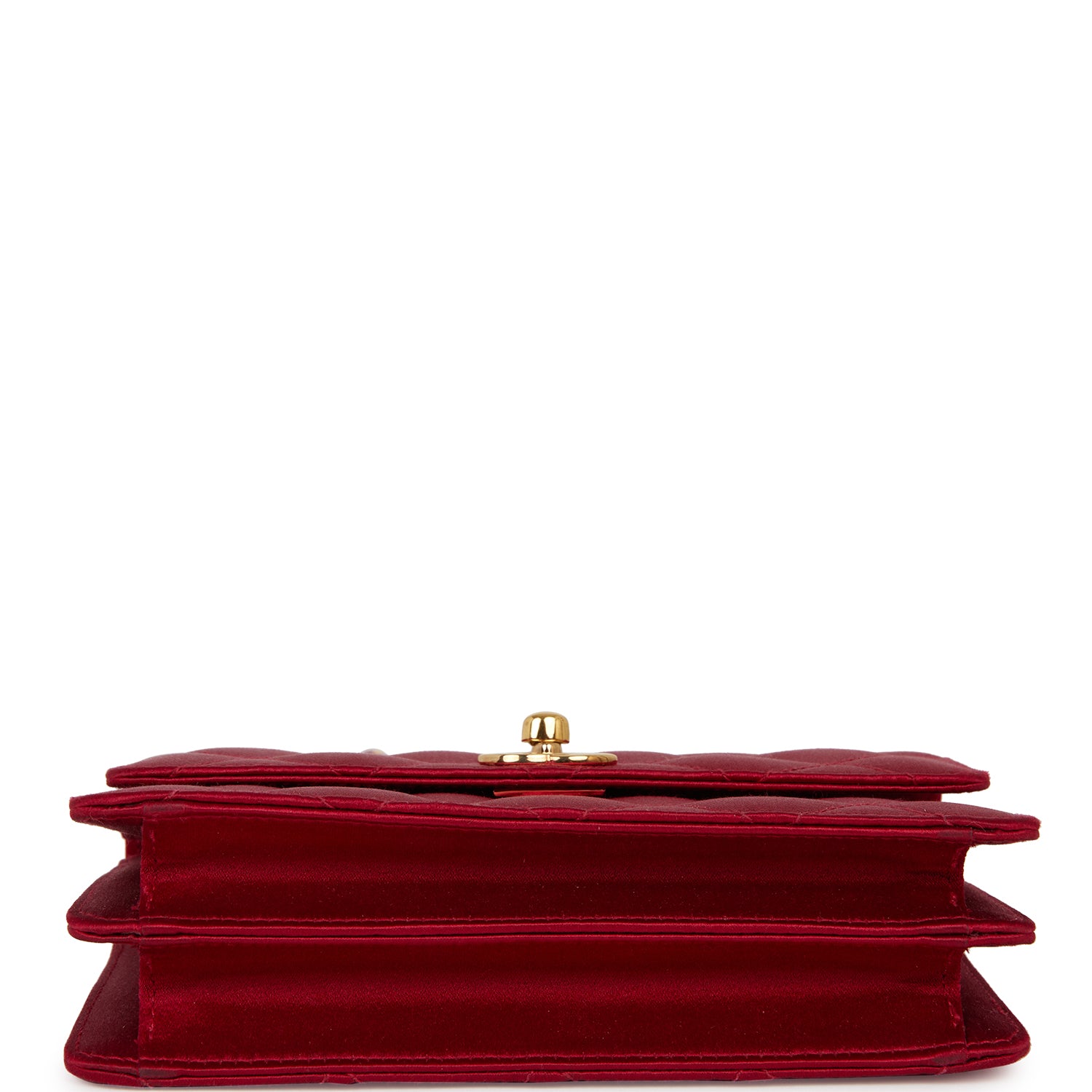 Vintage Chanel Mini Flap Bag Red Satin Gold Hardware