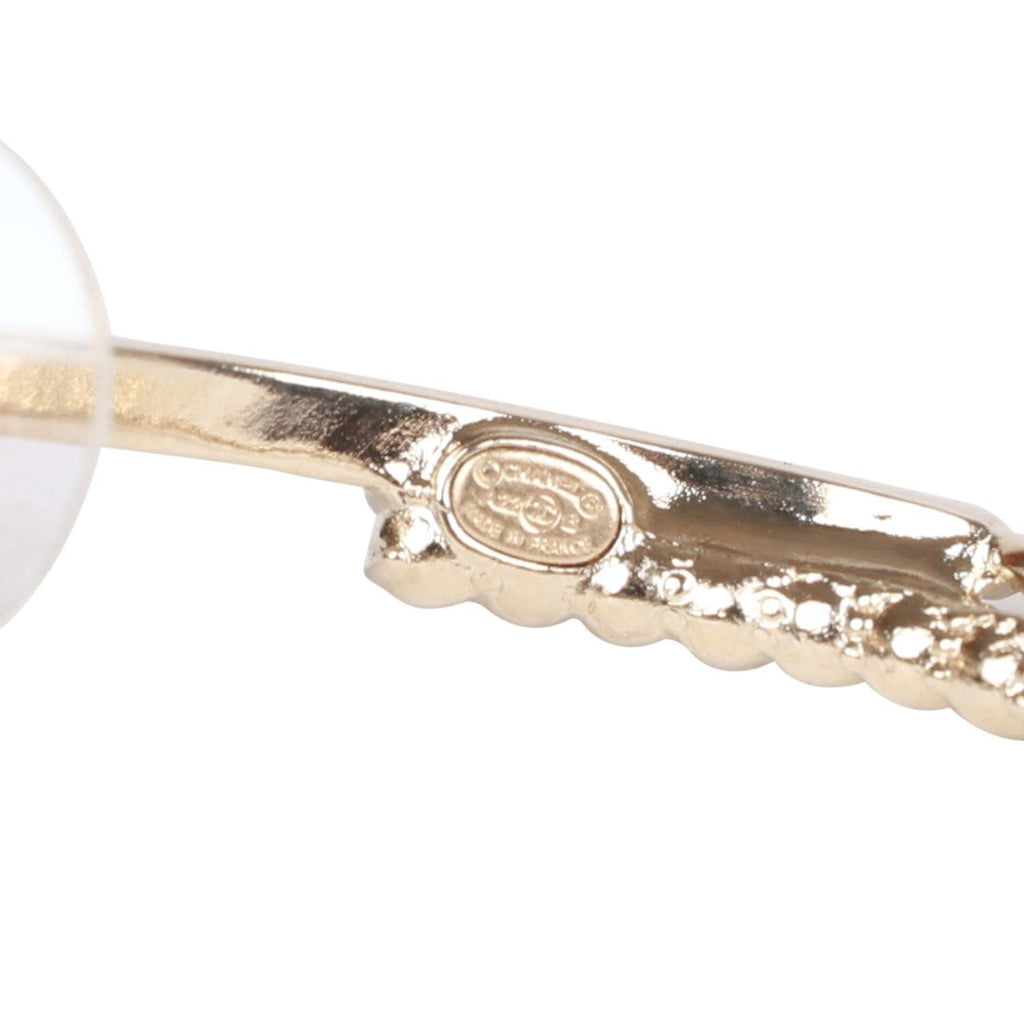 Chanel Gold Crystal CC Hoop Earrings