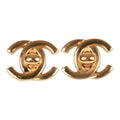 Vintage Chanel Gold Plated Classic Turnlock CC Earrings
