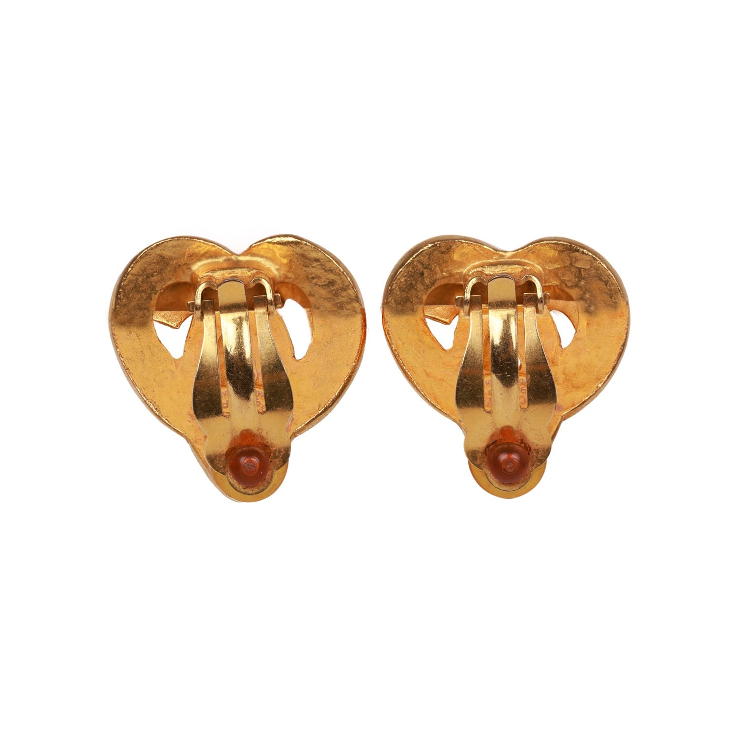 Vintage Chanel Gold CC Heart Earrings