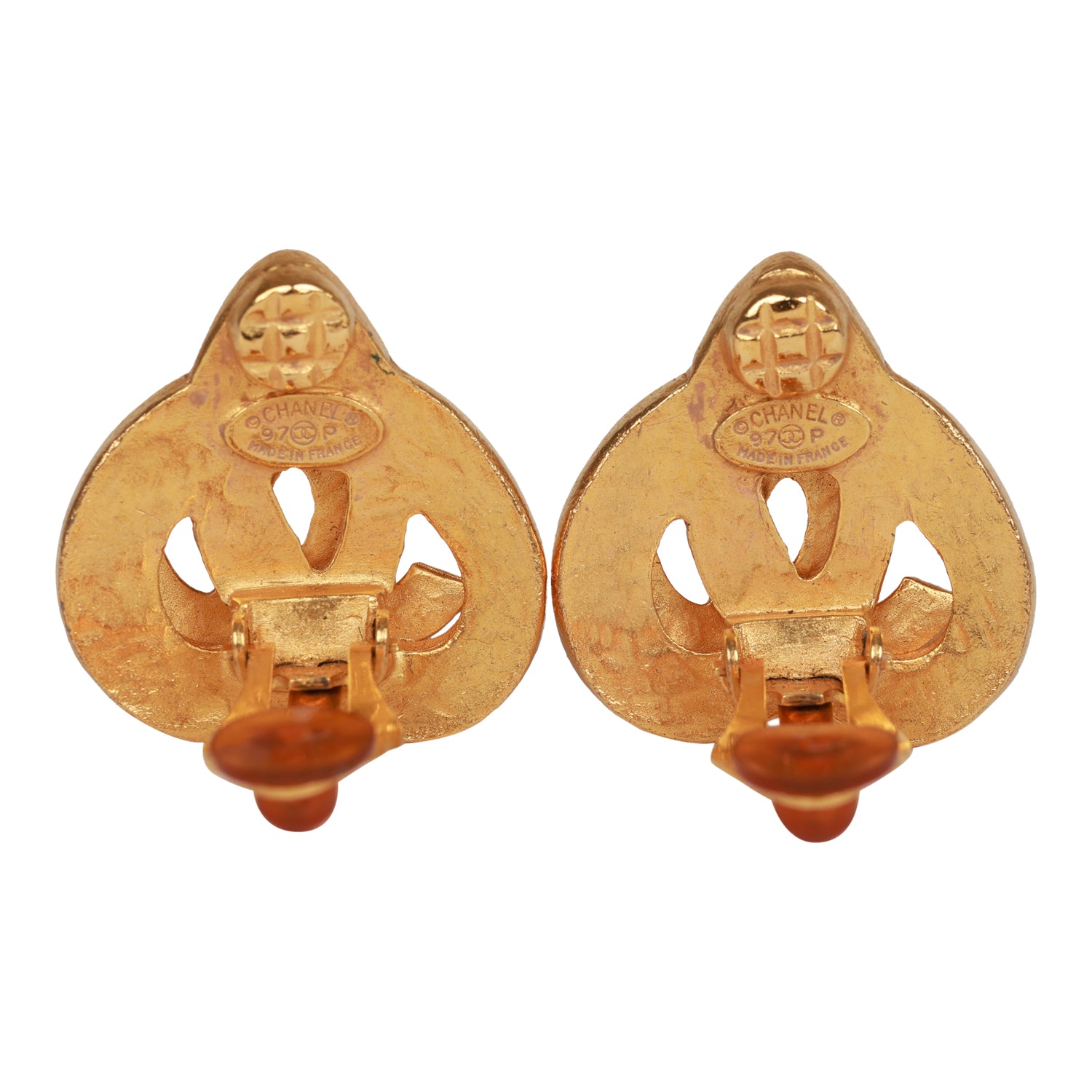Vintage Chanel Gold CC Heart Earrings