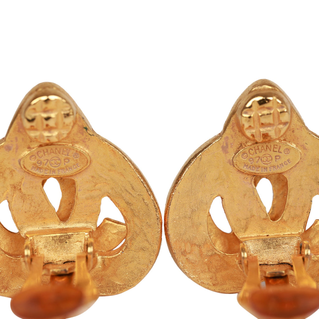 Vintage Chanel Gold CC Heart Earrings