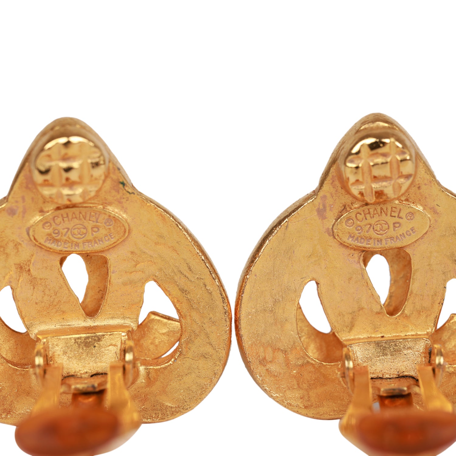 Vintage Chanel Gold CC Heart Earrings