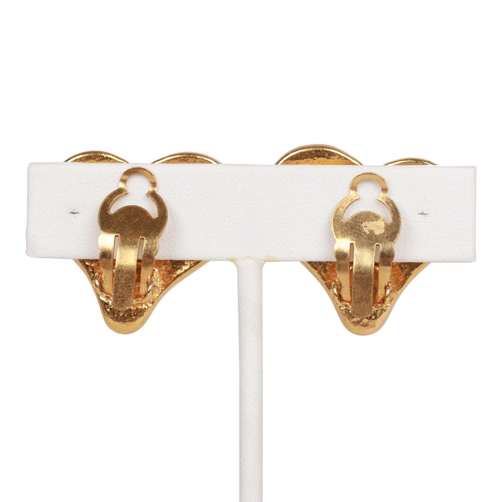 Vintage Chanel Blue CC Logo Gripoix Heart Earrings