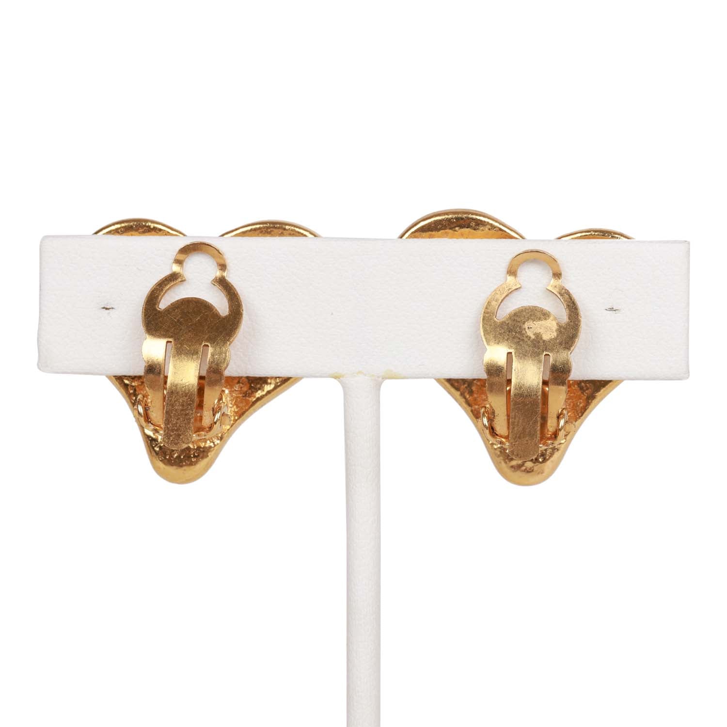 Vintage Chanel Blue CC Logo Gripoix Heart Earrings