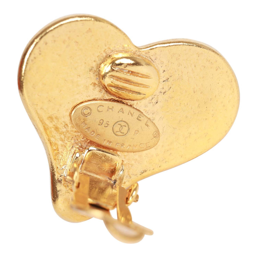 Vintage Chanel Blue CC Logo Gripoix Heart Earrings