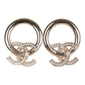 Chanel Gold Circle CC Logo Faux Crystal Earrings