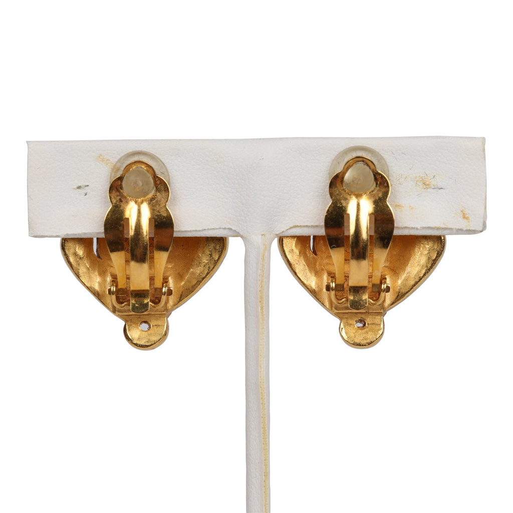 Vintage Chanel Abstract Stone and Gold Metal Earrings