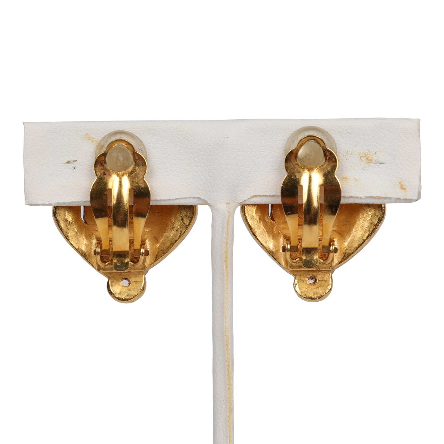 Vintage Chanel Abstract Stone and Gold Metal Earrings