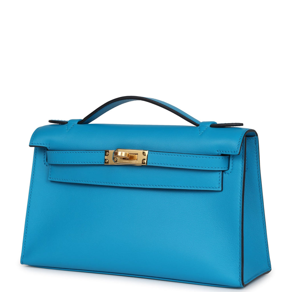 Hermes Kelly Pochette Bleu Frida Swift Gold Hardware