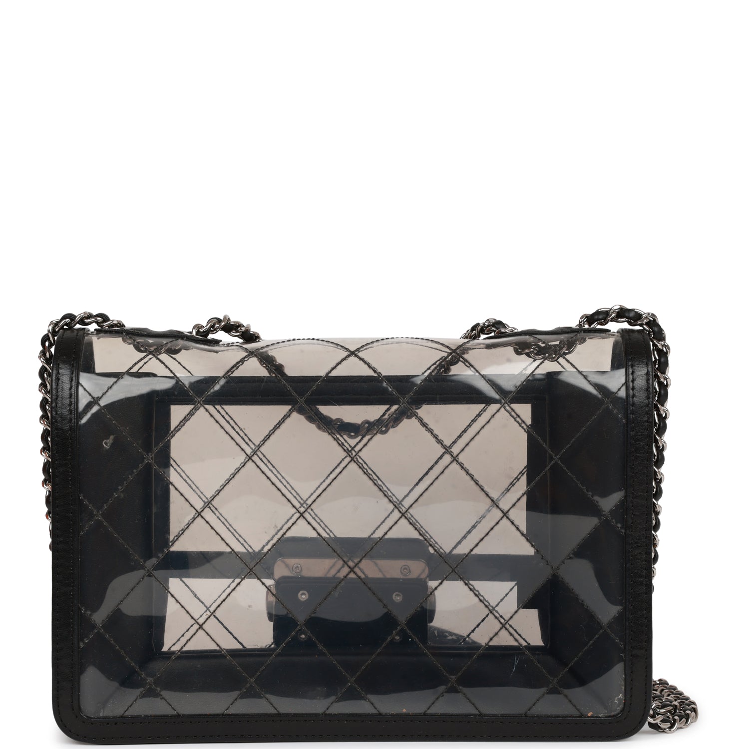 Pre-owned Chanel Naked Beauty Lock Flap Bag PVC Silver Hardware