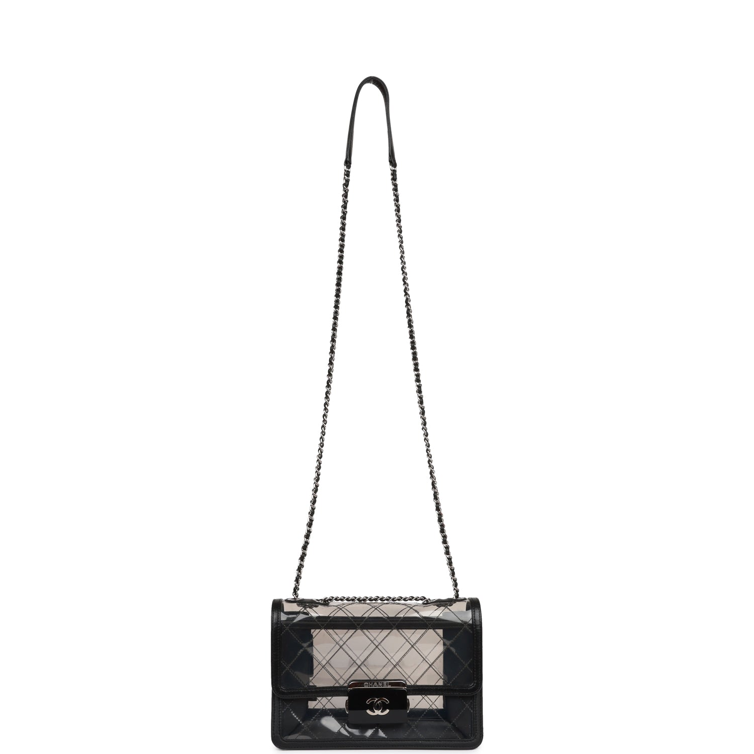 Pre-owned Chanel Naked Beauty Lock Flap Bag PVC Silver Hardware