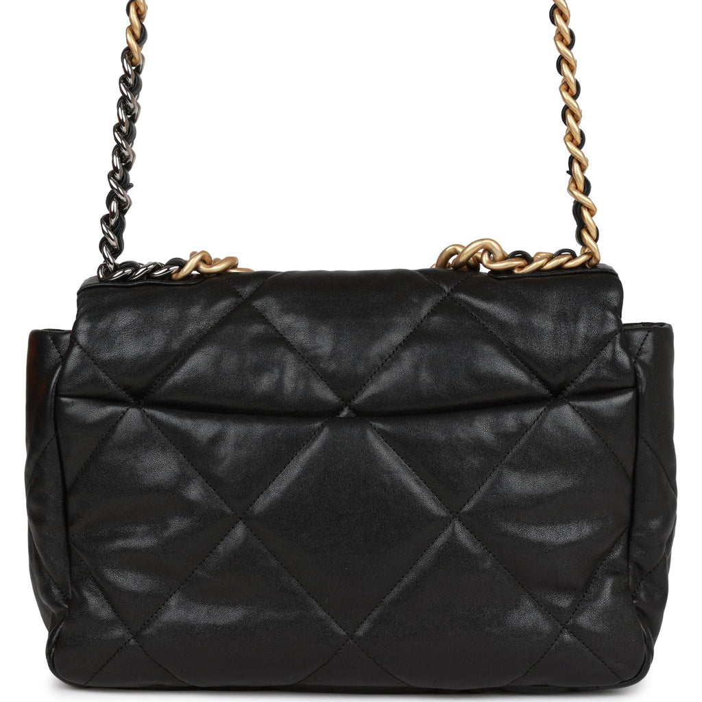 Pre-owned Chanel Large 19 Flap Bag Black Lambskin Mixed Hardware