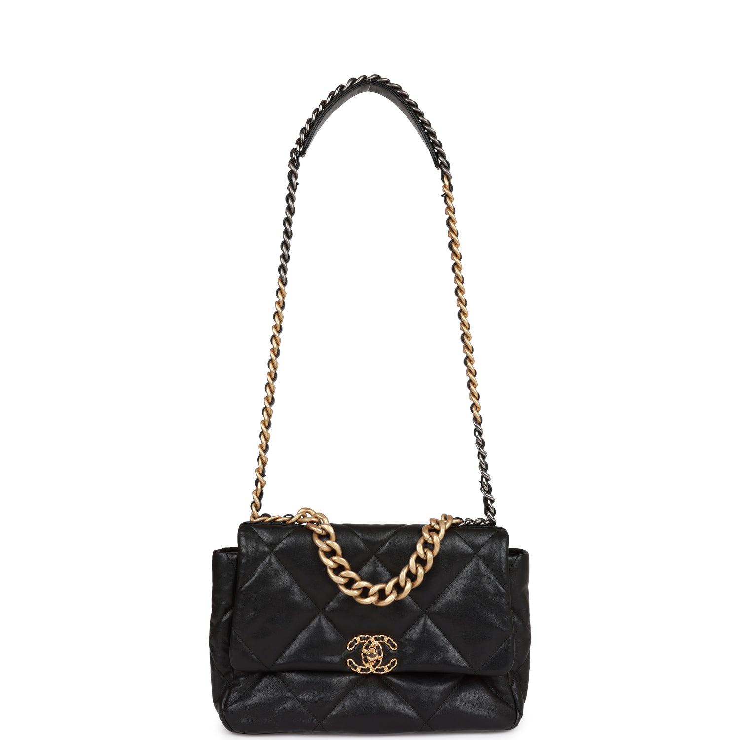 Pre-owned Chanel Large 19 Flap Bag Black Lambskin Mixed Hardware