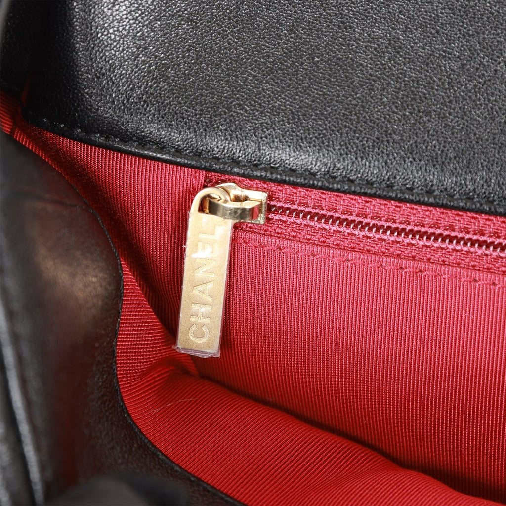 Pre-owned Chanel Large 19 Flap Bag Black Lambskin Mixed Hardware