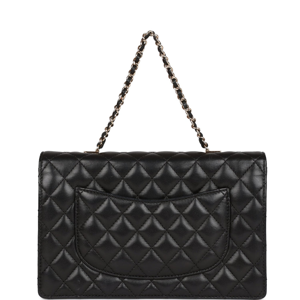 Pre-owned Chanel Fantasy Pearls Large Evening Flap Bag Black Lambskin Light Gold Hardware