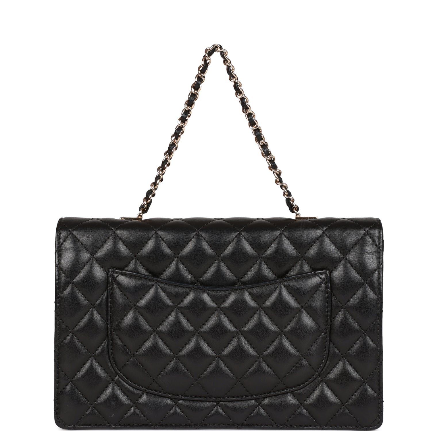 Pre-owned Chanel Fantasy Pearls Large Evening Flap Bag Black Lambskin Light Gold Hardware