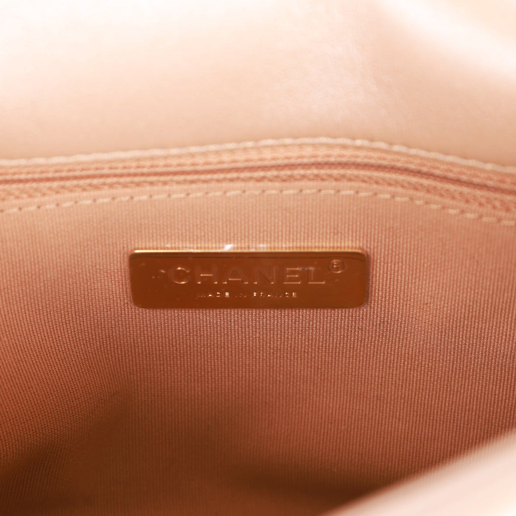Chanel Medium 19 Flap Bag Beige Iridescent Calfskin Mixed Hardware