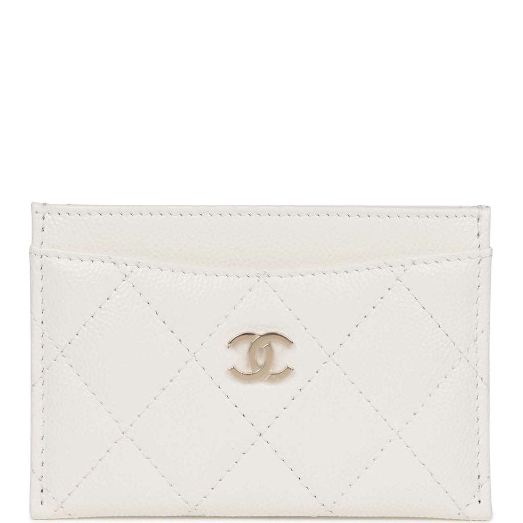 Chanel Card Holder Wallet White Caviar Light Gold Hardware