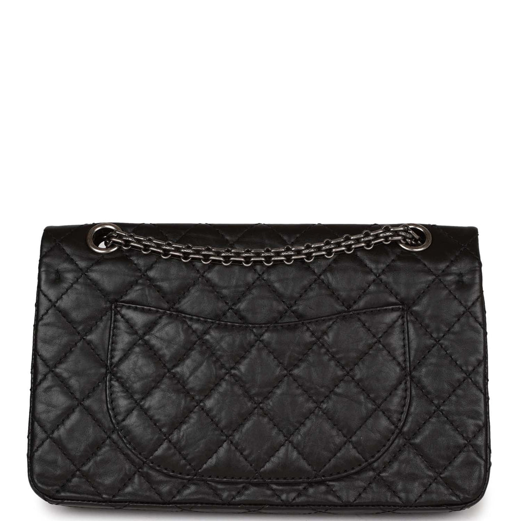 Pre-owned Chanel Lucky Charms Reissue 2.55 Flap Bag Black Aged Calfskin Ruthenium Hardware - Remaining Balance