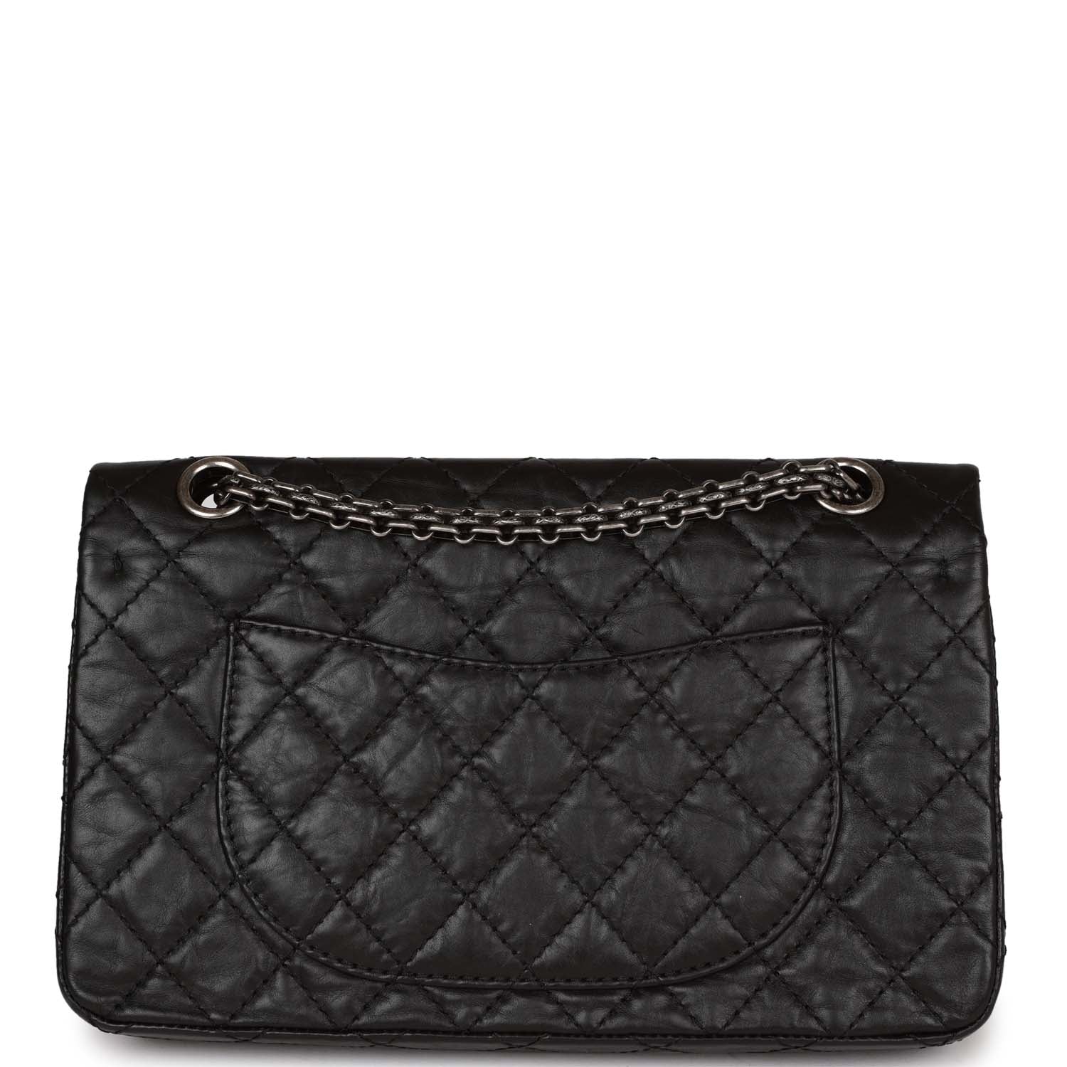 Pre-owned Chanel Lucky Charms Reissue 2.55 Flap Bag Black Aged Calfskin Ruthenium Hardware - Deposit