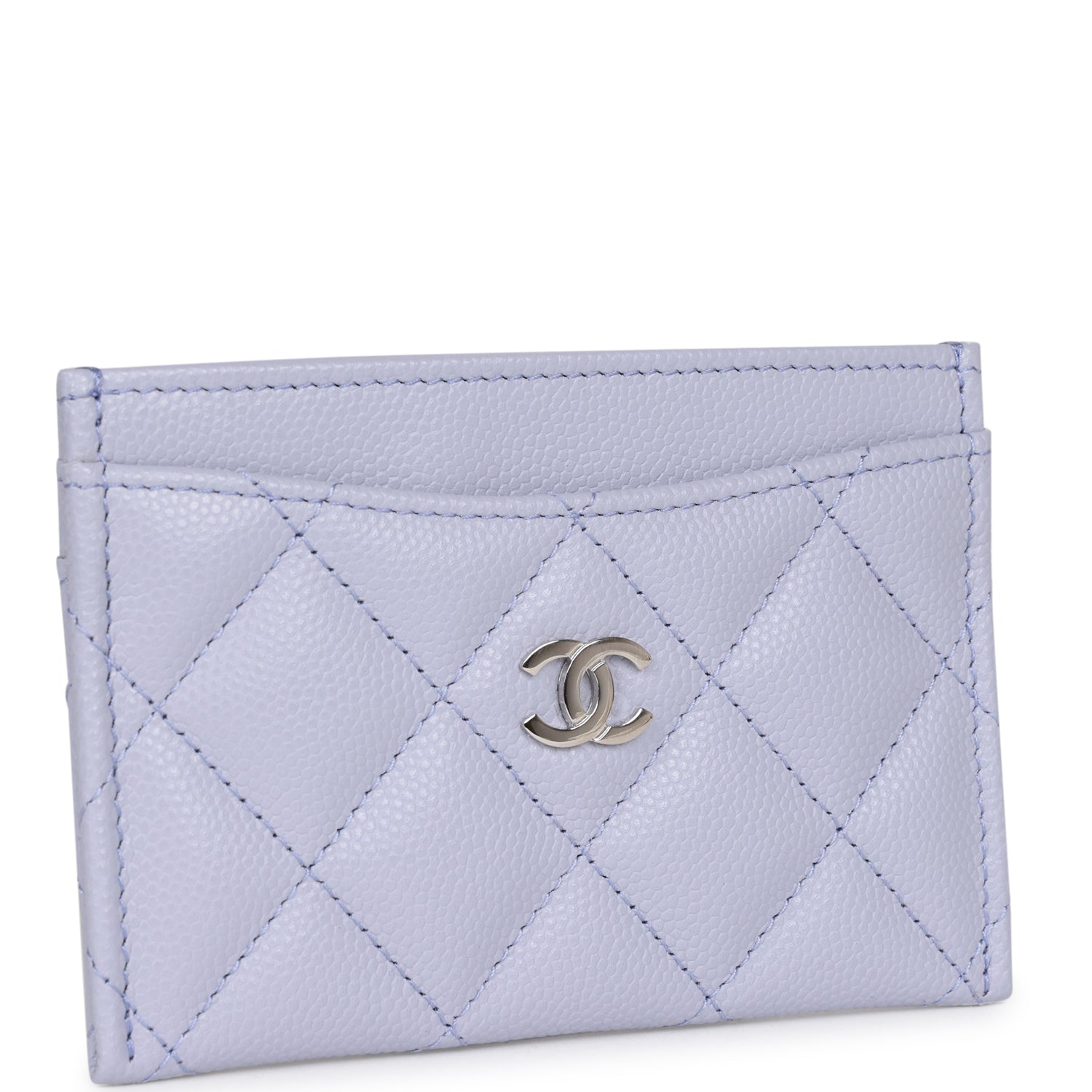 Chanel Card Holder Wallet Lilac Caviar Silver Hardware