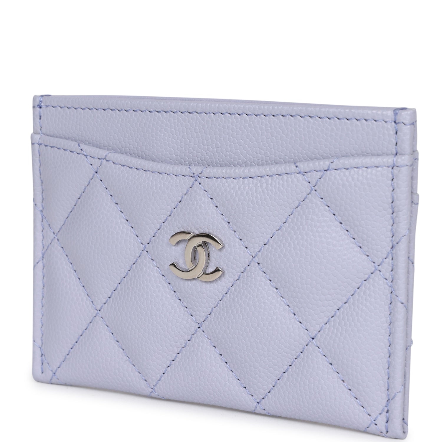 Chanel Card Holder Wallet Lilac Caviar Silver Hardware