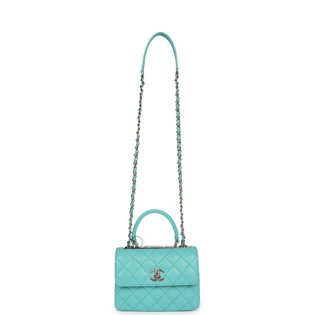 Chanel Mini Trendy CC Bag Turquoise Lambskin Light Gold Hardware