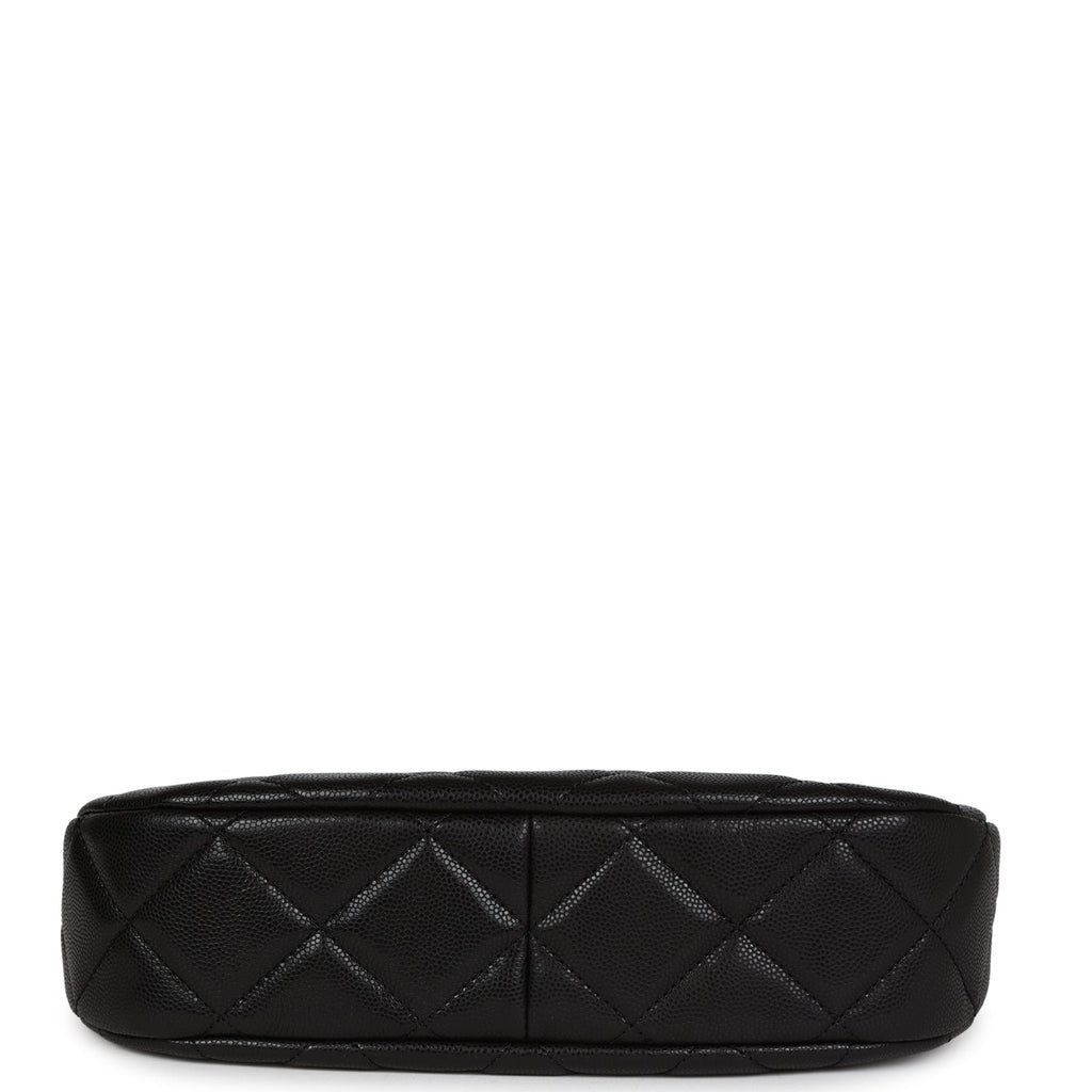 Chanel Hobo Bag Black Shiny Caviar Brushed Gold Hardware