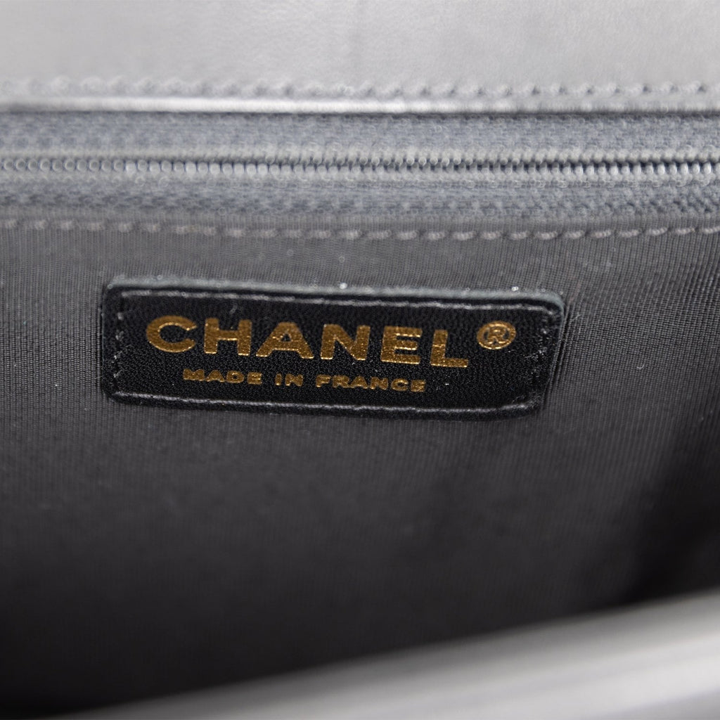 Pre-owned Chanel New Medium Boy Bag Black Lambskin Antique Gold Hardware