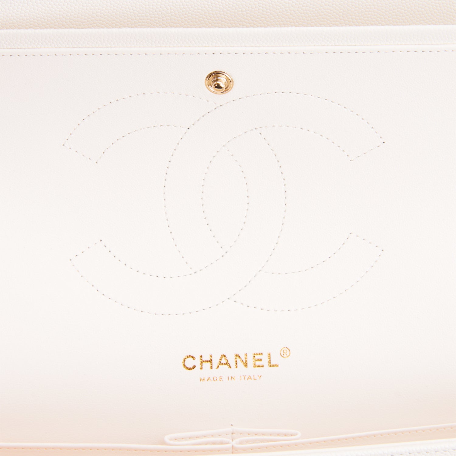 Chanel Jumbo Classic Double Flap Bag White Caviar Light Gold Hardware