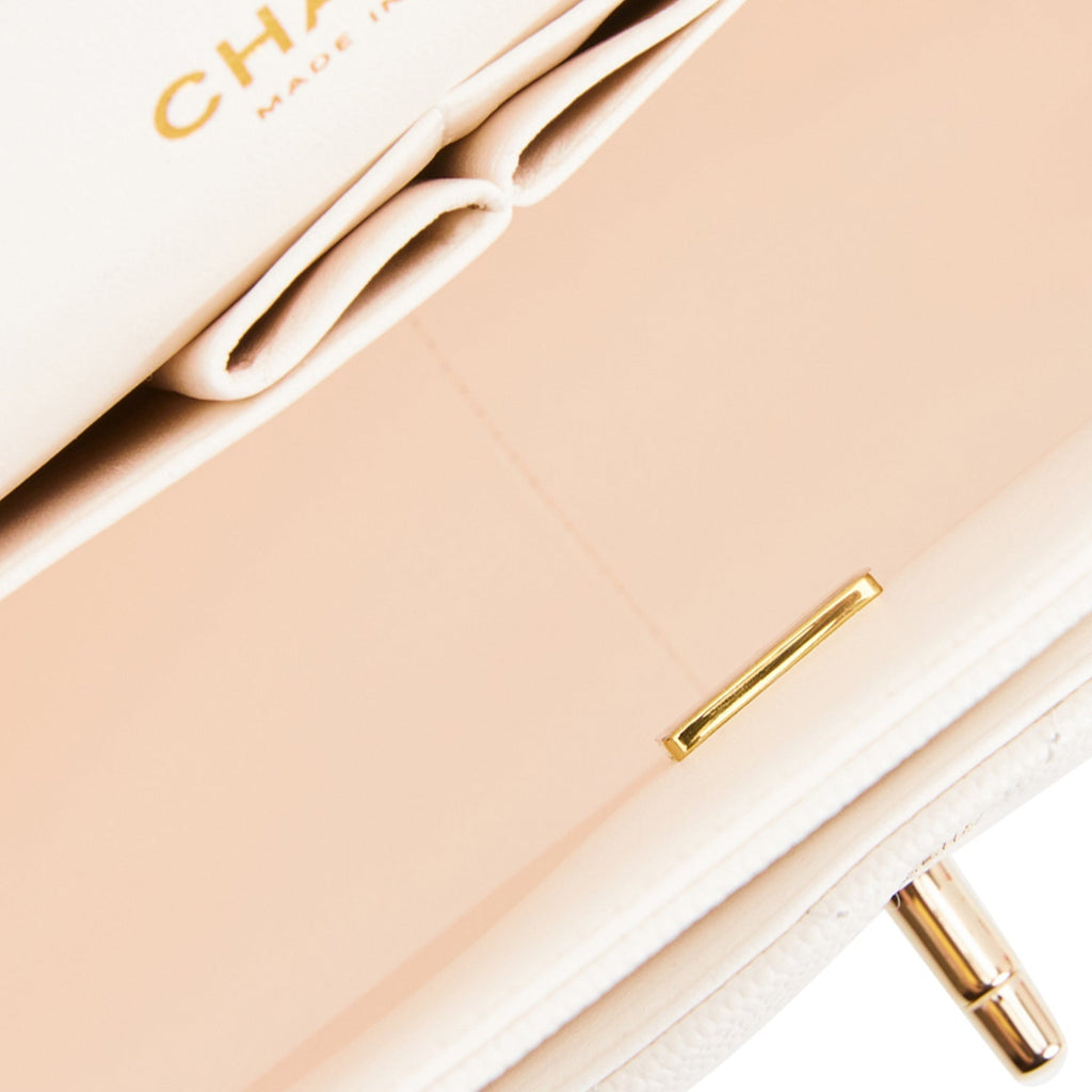 Chanel Jumbo Classic Double Flap Bag White Caviar Light Gold Hardware