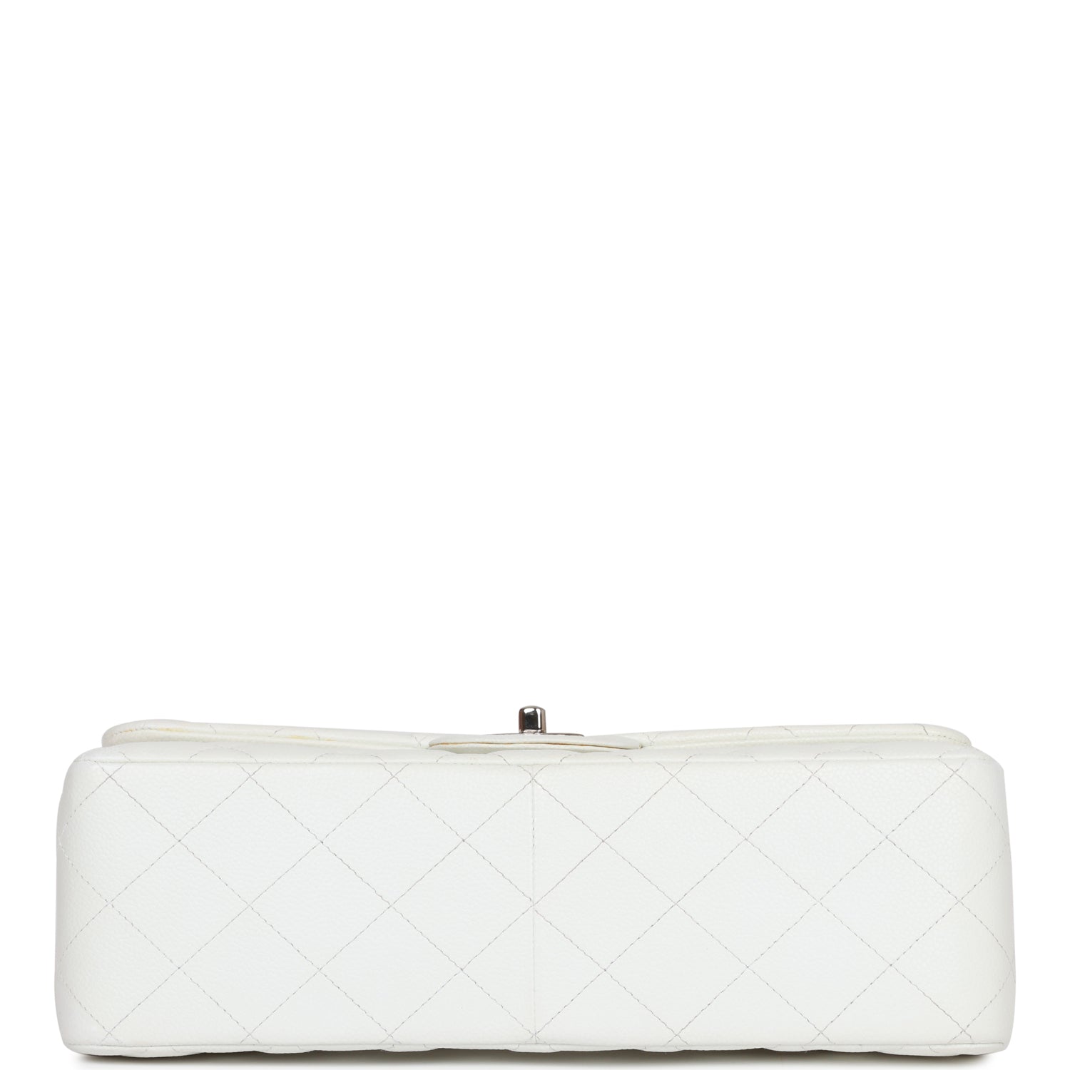 Pre-owned Chanel Jumbo Classic Double Flap Bag White Caviar Silver Hardware
