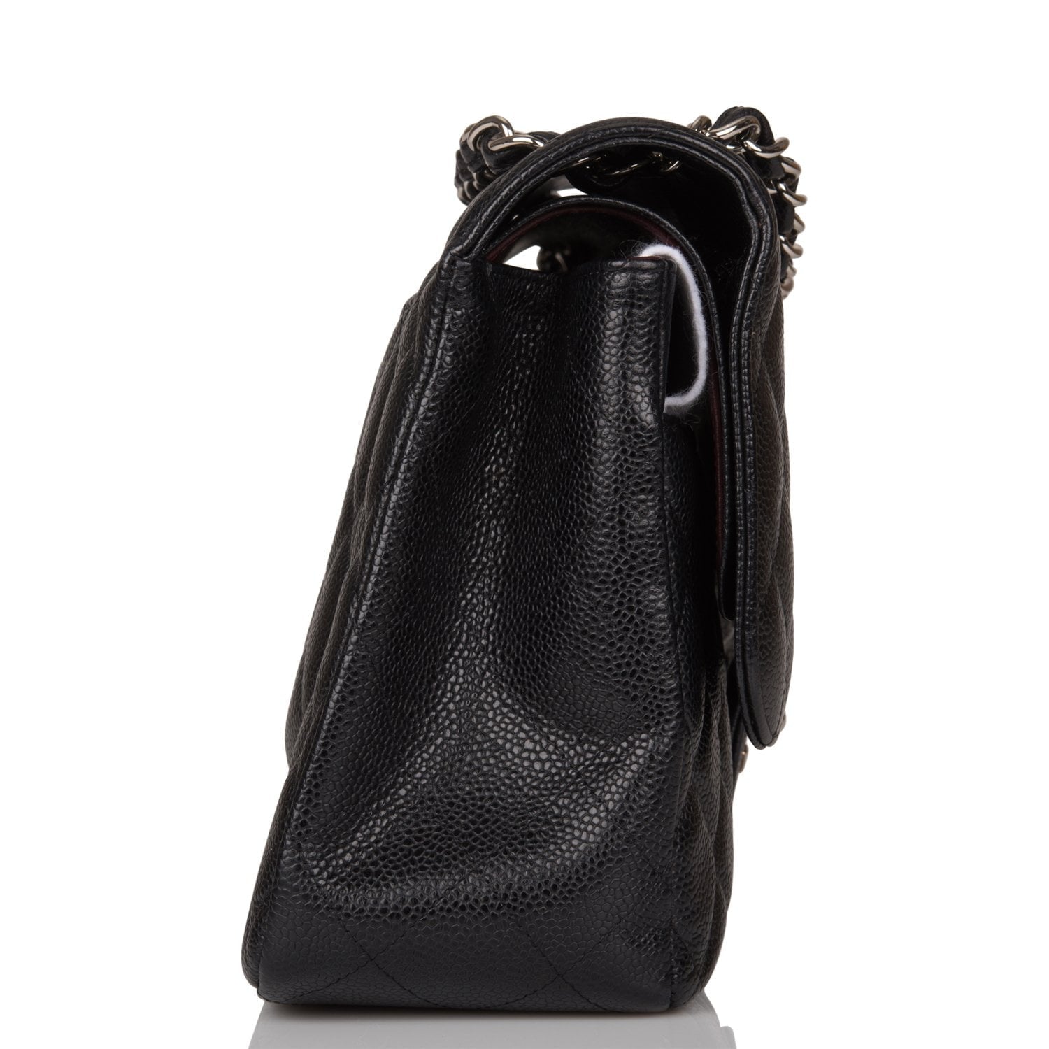 Pre-owned Chanel Jumbo Classic Double Flap Bag Black Caviar Silver Hardware