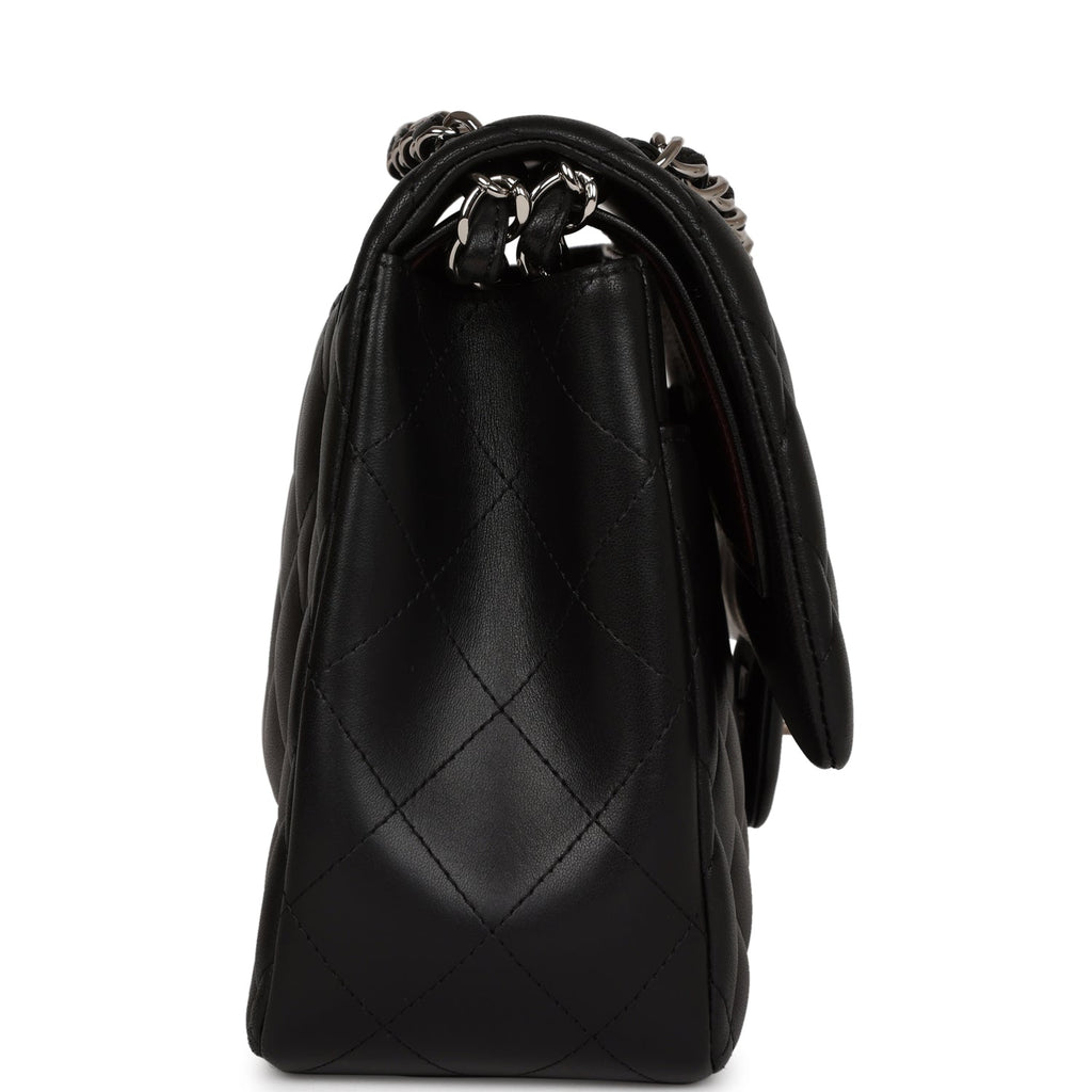 Pre-owned Chanel Jumbo Classic Double Flap Black Lambskin Silver Hardware