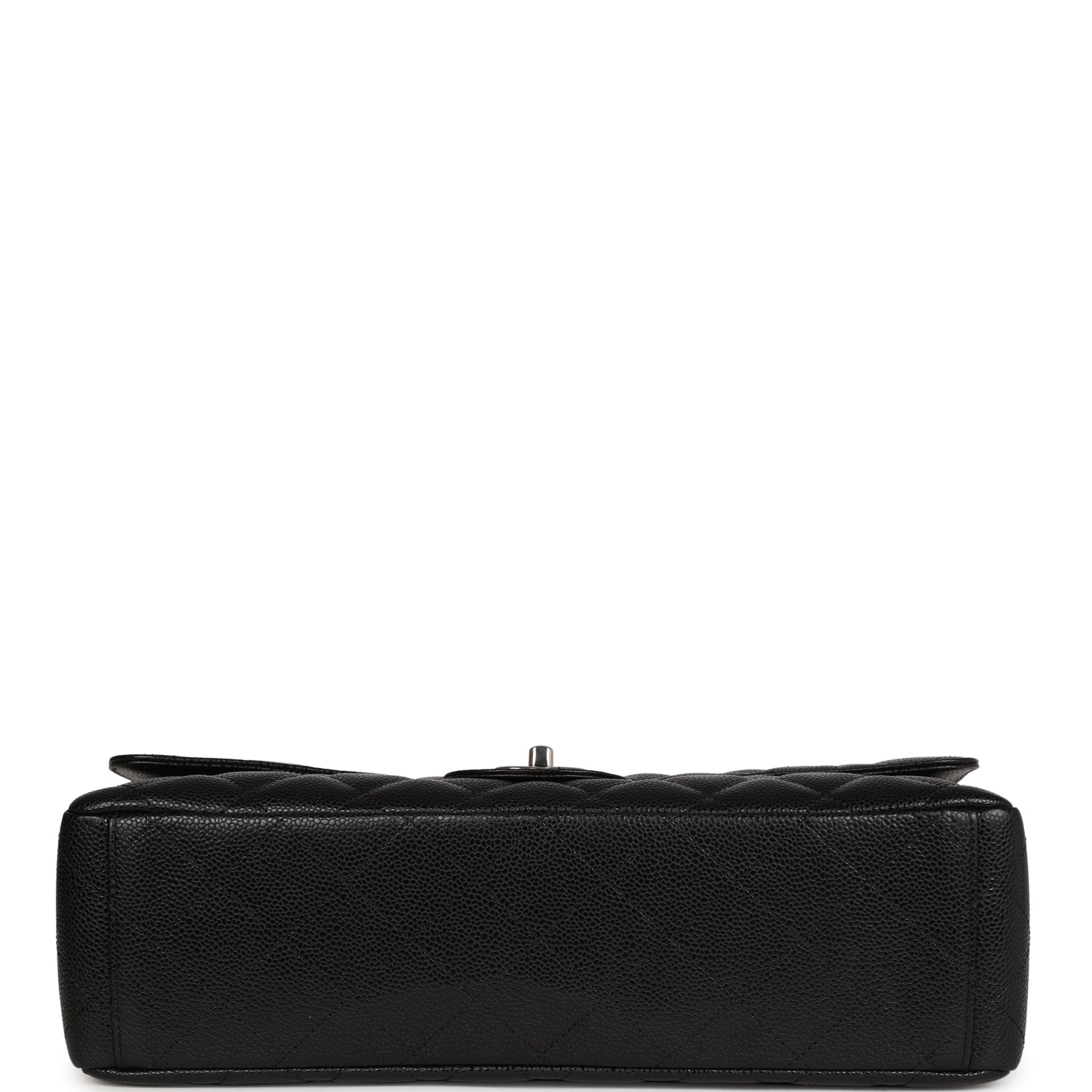 Pre-owned Chanel Maxi Classic Single Flap Bag Black Caviar Silver Hardware