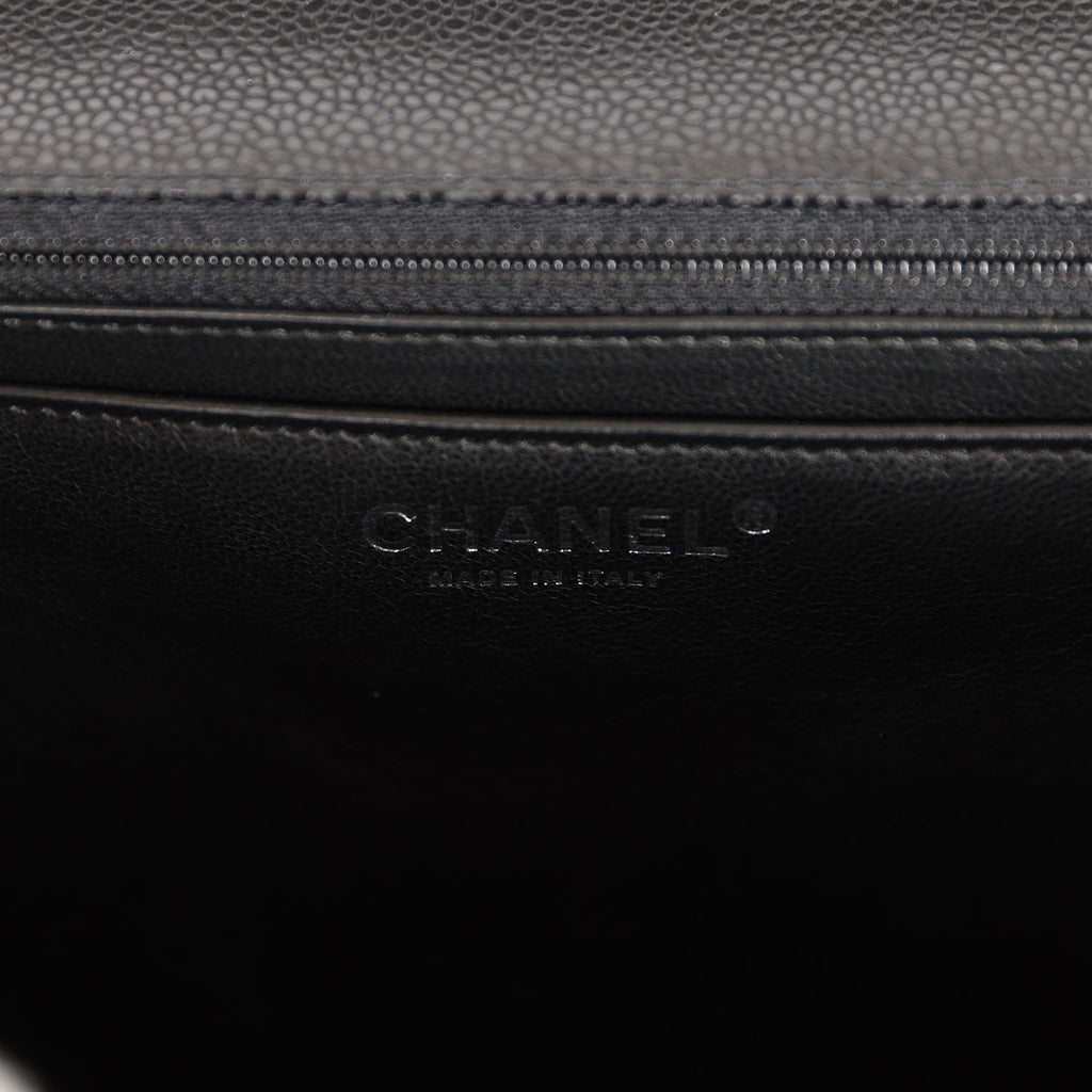 Pre-owned Chanel Maxi Classic Single Flap Bag Black Caviar Silver Hardware