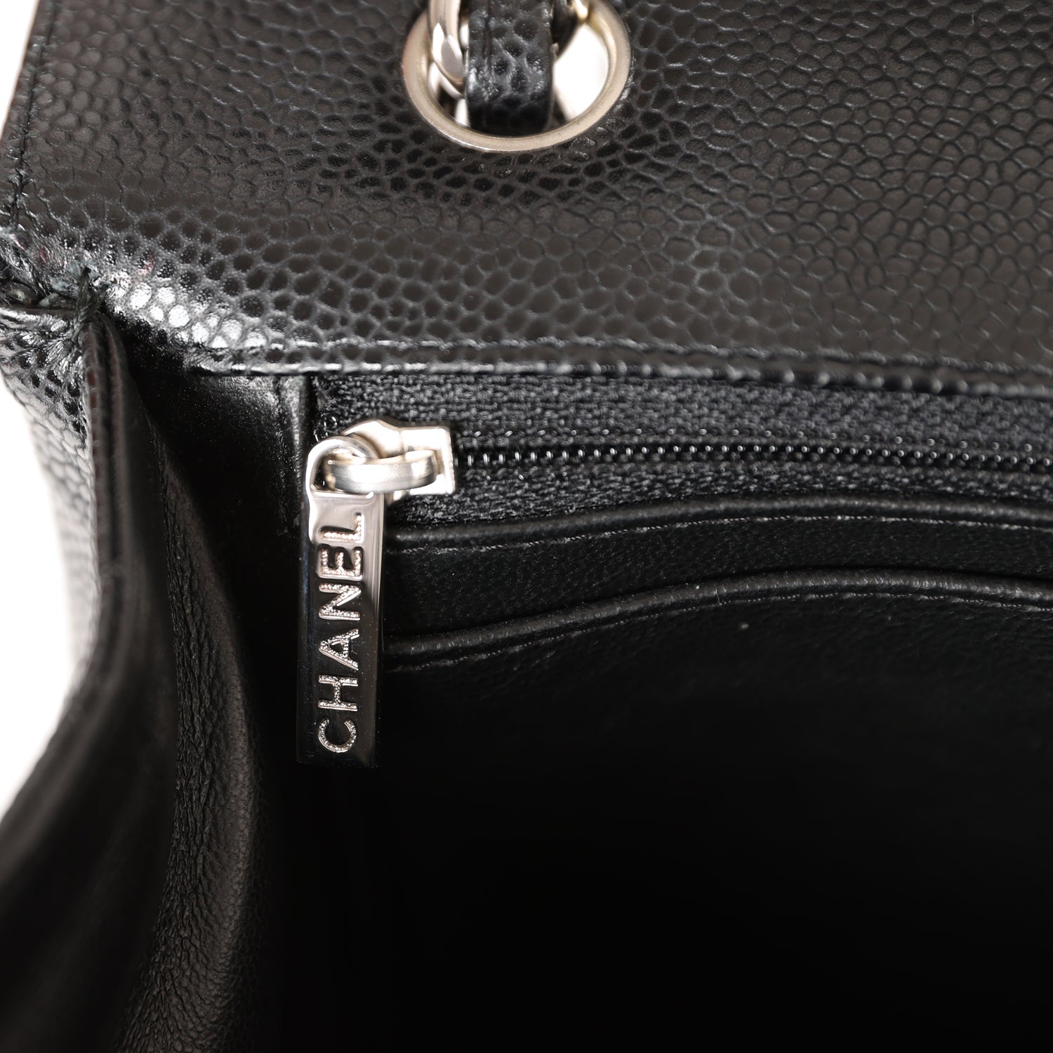 Pre-owned Chanel Maxi Classic Single Flap Bag Black Caviar Silver Hardware