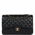 Pre-owned Chanel Jumbo Classic Double Flap Black Lambskin Gold Hardware