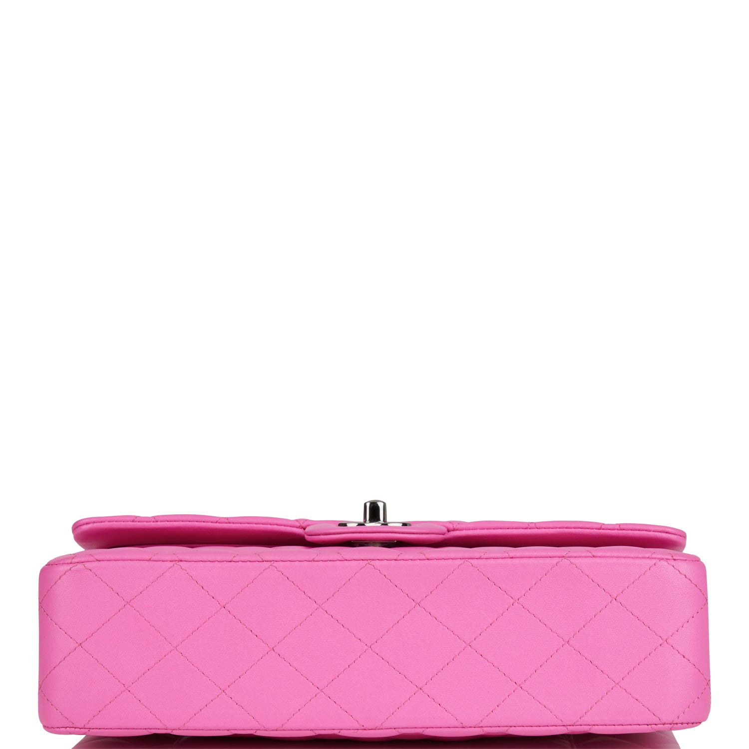 Pre-owned Chanel Medium Classic Double Flap Bag Neon Pink Quilted Lambskin Silver Hardware