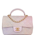 Chanel Mini Rectangular Flap Bag with Top Handle Light Pink Ombre Lambskin Antique Gold Hardware